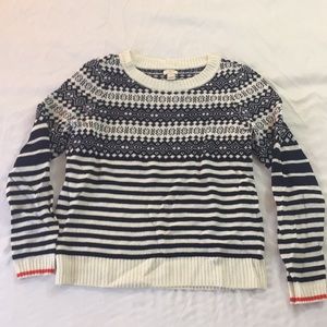 Fairisle strip crew sweater